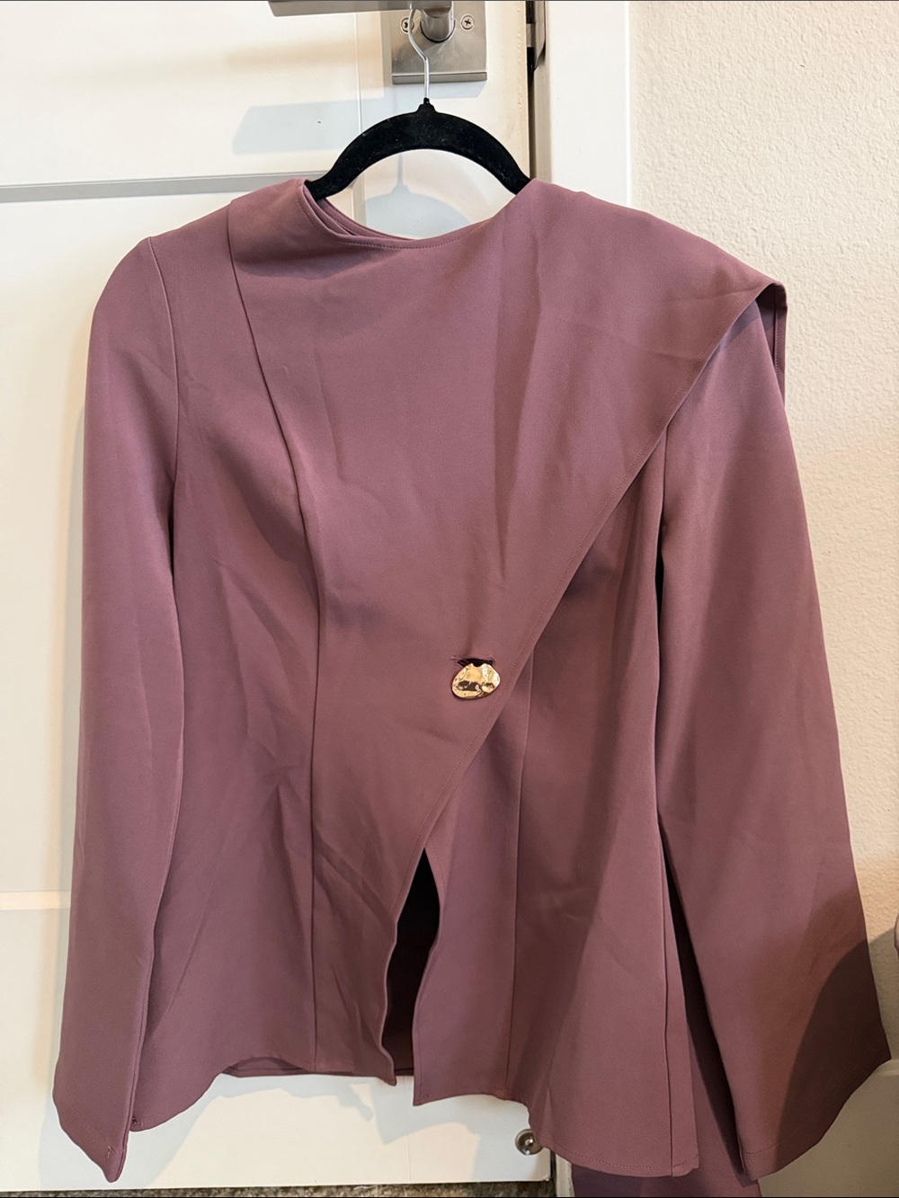 Women's Dusty Mauve Asymmetric Button Dress Top
